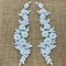 1 Pair 9.5" x 2" Each Side Beaded & Corded Floral Lace Applique Embroidered on 100% Polyester Net Mesh